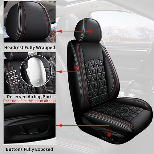 Miniatura 6 de 2 fundas de asiento delantero de automóvil, de piel sintética, ajuste universal para la mayoría de sedanes, SUV, camiones y camionetas, cojín de