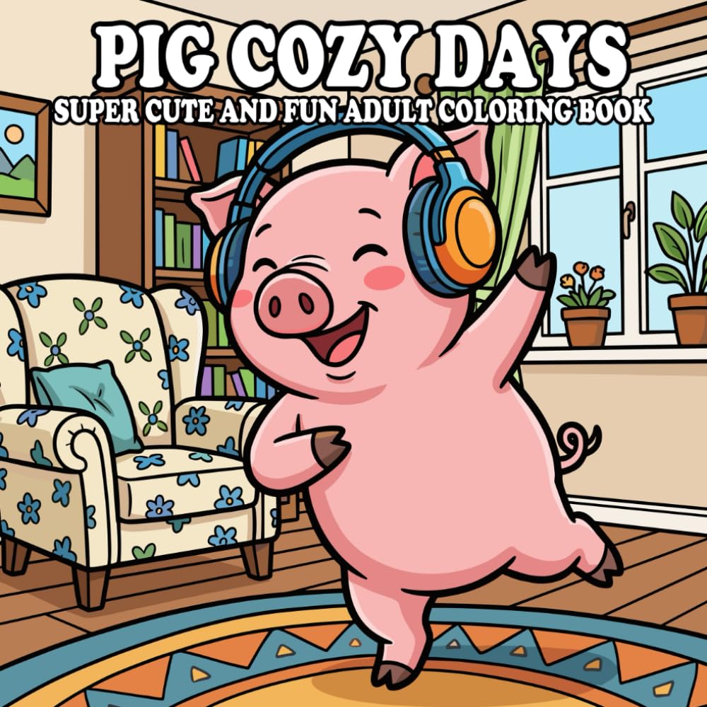 Pig Coloring Book: Featuring 50 Adorable Pig Designs • A Cozy Days Coloring Book for Stress Relief