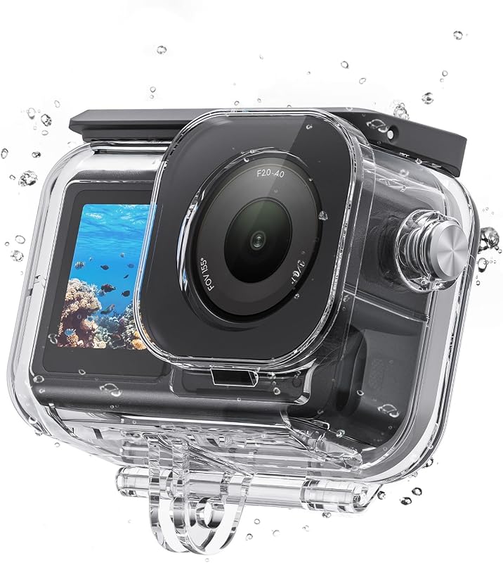 TELESIN Waterproof Case with Anti-Fog for DJI Osmo Action 6 Camera, Underwater Housing Shell Cage Supports 60M/196FT Deep Diving Scuba Snorkeling with Quick Release Bracket Screw Action 6 Accessories