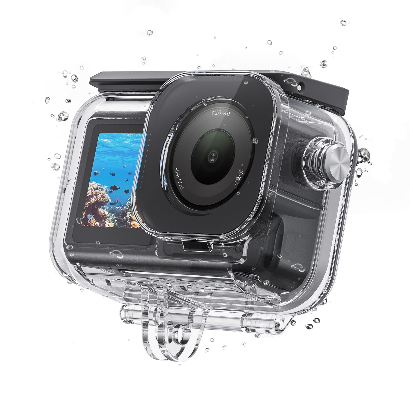 TELESIN Waterproof Case with Anti-Fog for DJI Osmo Action 6 Camera, Underwater Housing Shell Cage Supports 60M/196FT Deep Diving Scuba Snorkeling with Quick Release Bracket Screw Action 6 Accessories