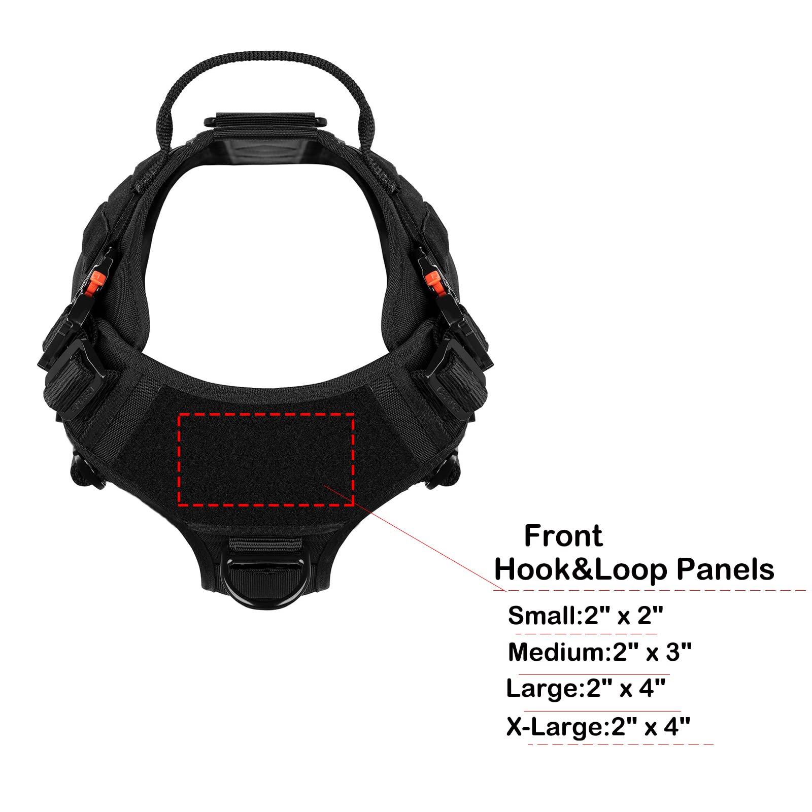 ICEFANG Tactical Dog Harness with 4X Metal Buckle,Dog MOLLE Vest with