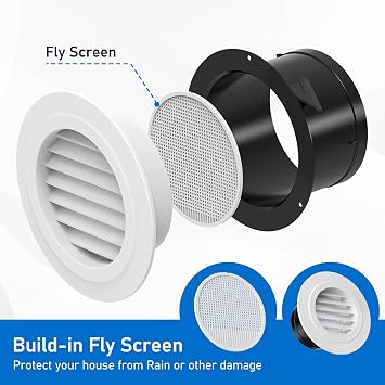 Hon&Guan 6 Insulated Flexible Duct 8FT with 2 Duct Clamps and 6 inch Inline Fan Duct Booster Fan 469CFM and 6'' Soffit Vent.