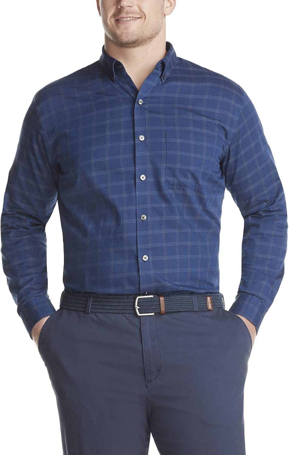 Van Heusen mens Wrinkle Free Poplin Long Sleeve Shirt