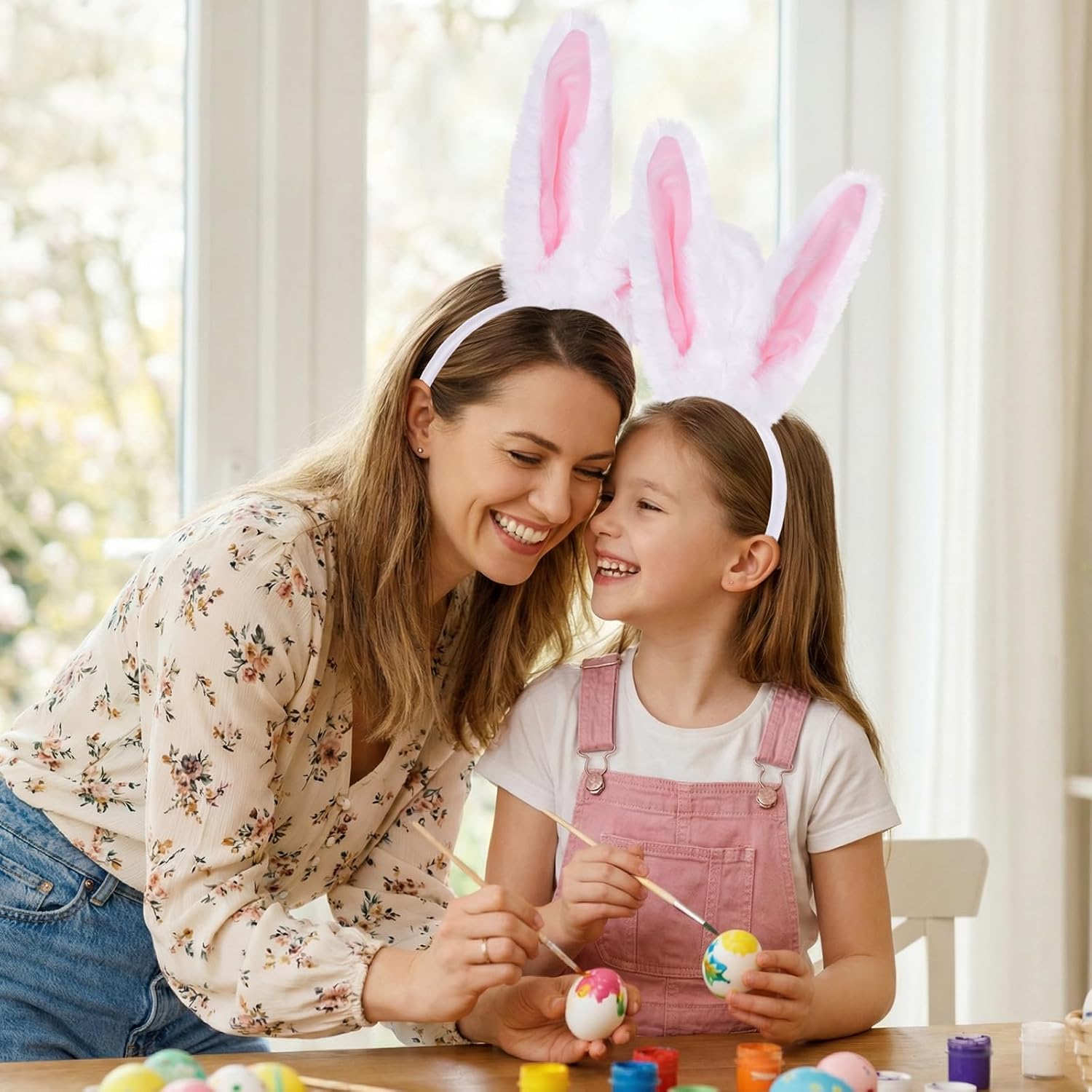 Easter Bunny Ears Headband White Rabbit Ears Head Band Bunny Hairband Costume Accessories for Halloween Cosplay Party