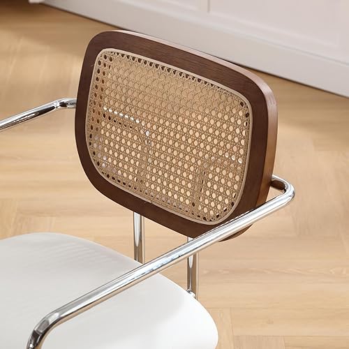 Miniatura 5 de DUOMAY Mid-Century - Juego de 2 taburetes de bar modernos de 26 pulgadas de altura de mostrador con respaldo de ratán, silla de cocina tapizada de