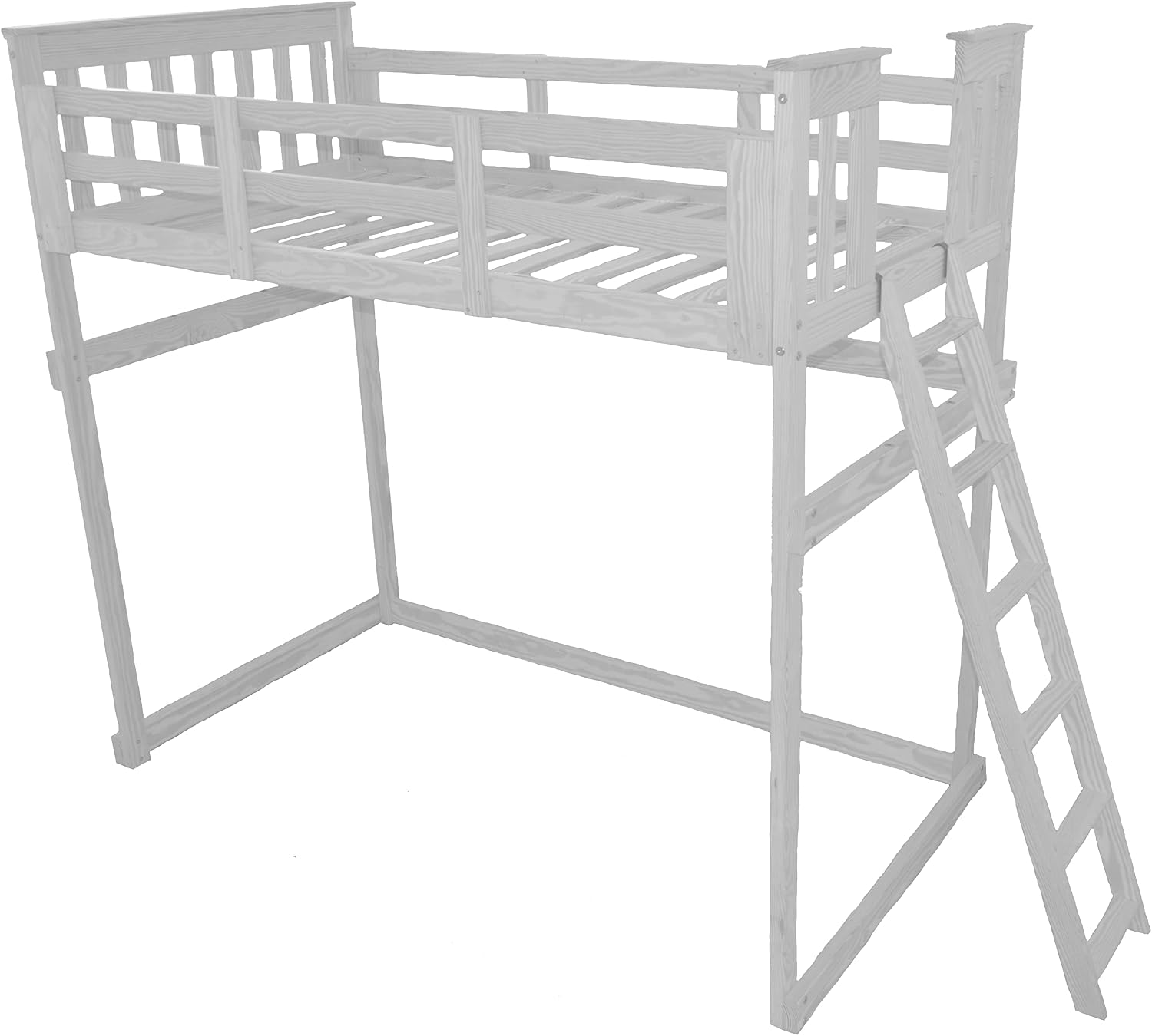 Furniture Barn USA -Twin Size Loft Bed with End Ladder, Pine-Painted Black