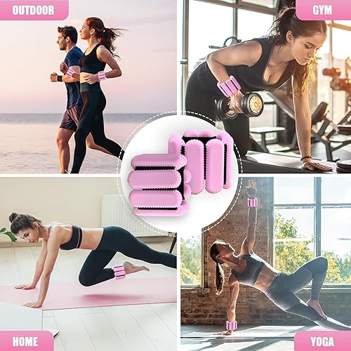 Miniatura 6 de Pilates - Pesas de muñeca y tobillo para mujer, pesas fuertes para brazos y piernas, juego de 2, pesas ajustables para caminar, yoga, baile, barras,