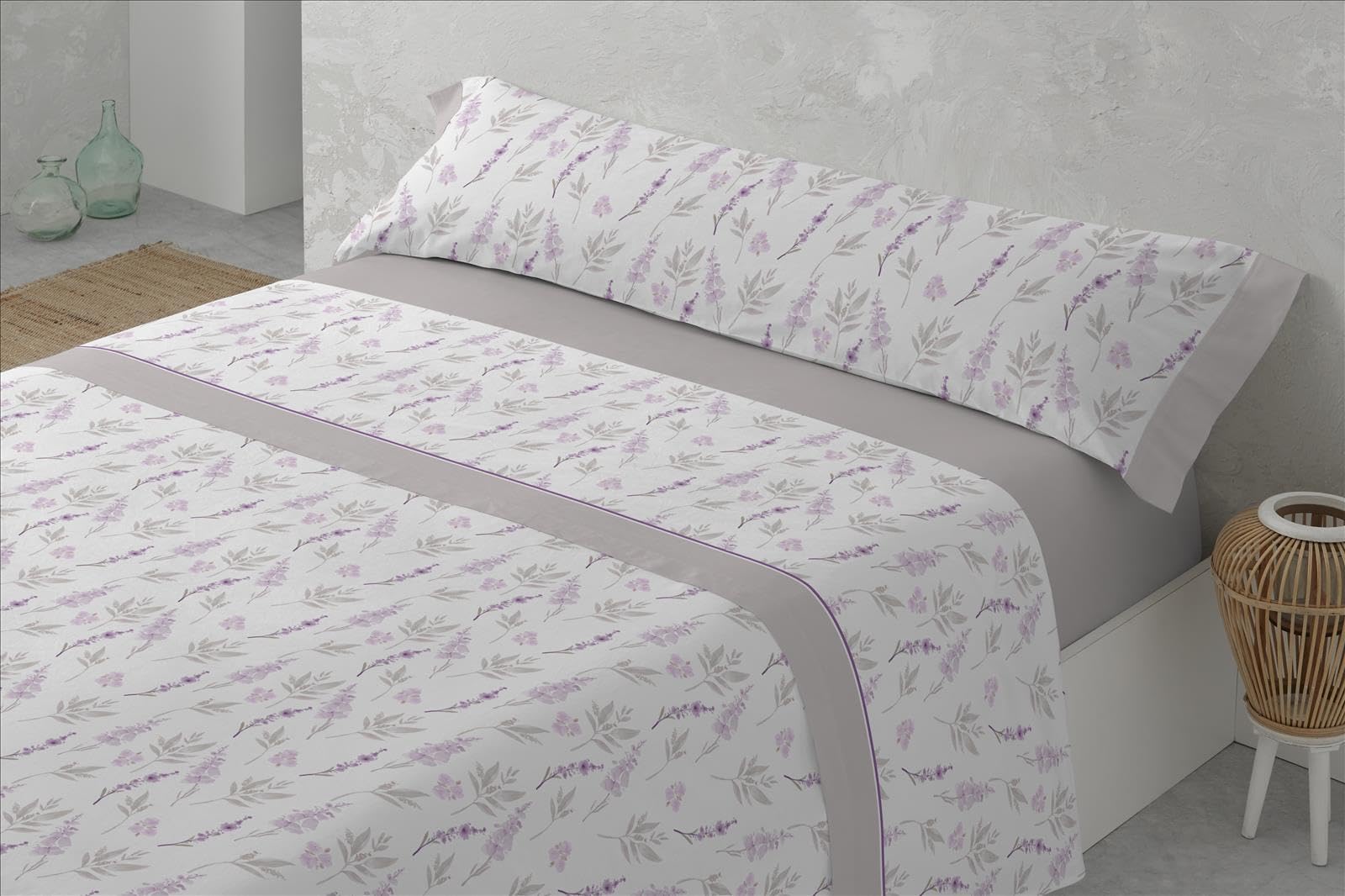 ForenTex - Juego de sábanas, Estampadas, 50% algodón - 50% Poliéster - 144 Hilos, Suaves. (London Beige, Cama 150 cm)