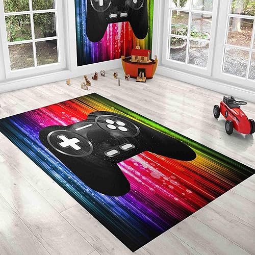 Miniatura 3 de xiheshian Alfombra de videojuegos de 3 x 5 para niños, decoración de habitación, controlador de videojuegos, alfombra de área