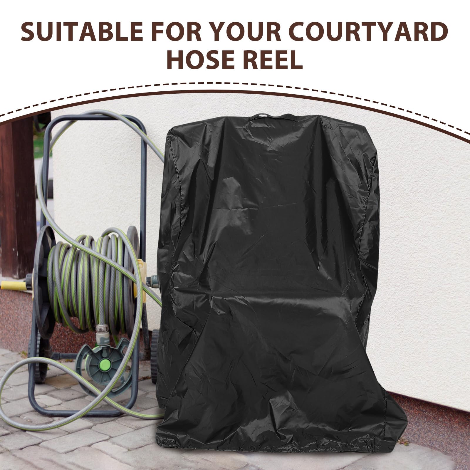 Yardwe Garden Hose Reel Cart Cover Waterproof Oxford Cloth Protective Sleeve with Drawstring for Outdoor Patio Lawn Hose Reel Cart - Image 3