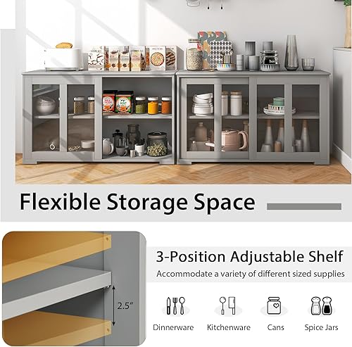 Vista 48 de Costzon - Aparador de almacenamiento para cocina, gabinete apilable antiguo para el hogar armario de bufé para el comedor