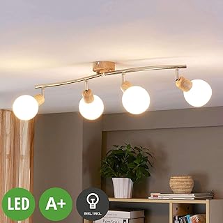 di Lindby spot Svenka Soggiorno /& Sala da pranzo 4 luci, E14, A+, lampadina inclusa plafoniera Faretto in Vetro ad es Country colore Ocra Lampada da incasso applique