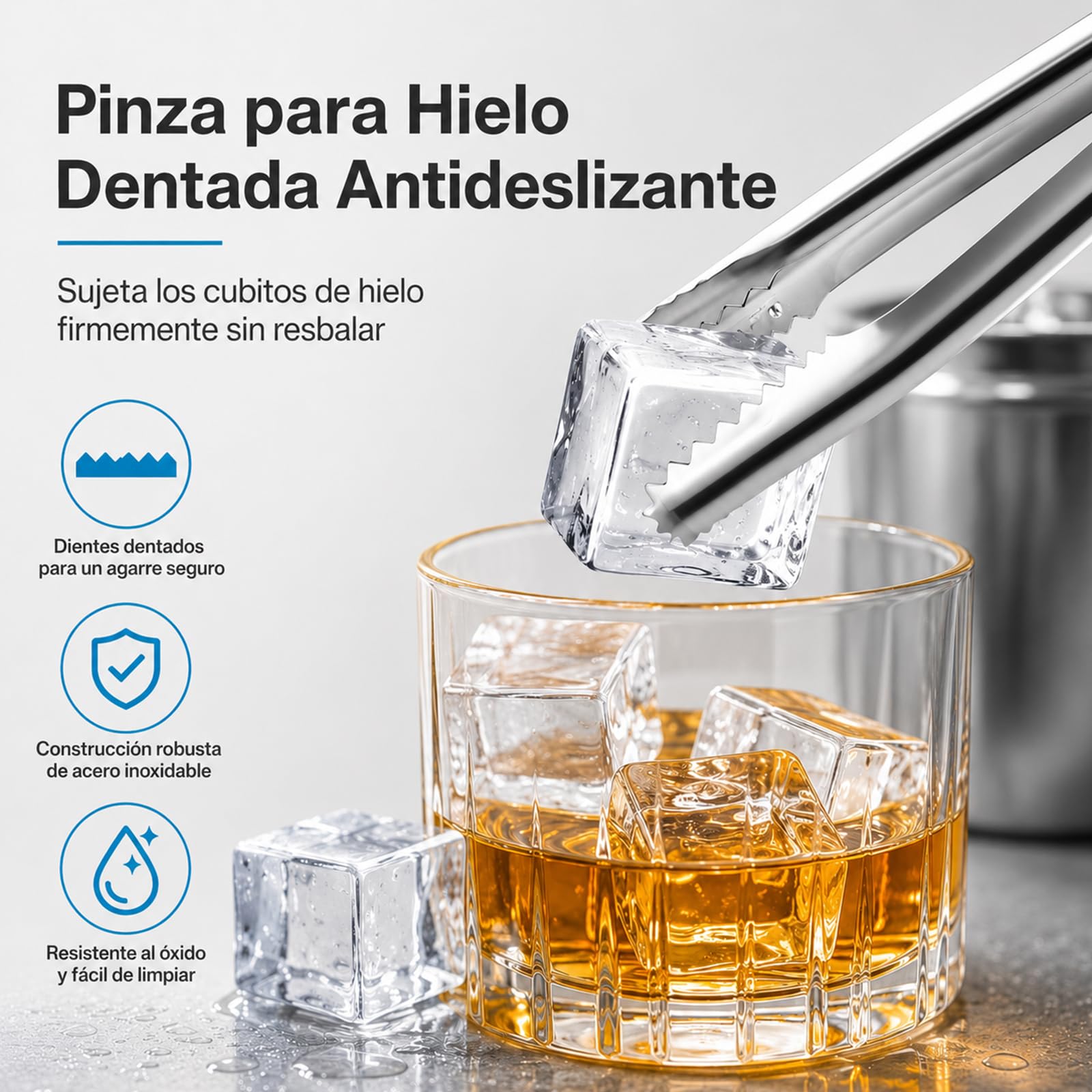 Cuchara Hielo Acero Inoxidable & Pinza de Hielo Acero Inoxidable Siumir 25 cm Pinza de Candy Pala Hielo per Alimenti para Barra, Barbacoa, Fiesta, Boda