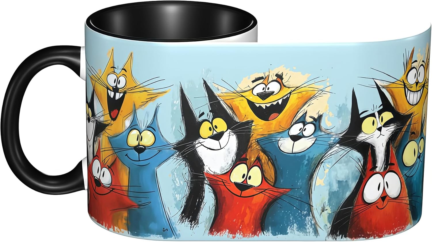 Yrebyou Cat Coffee Mug Novelty Ceramic Coffee Cup with Handle Gifts for Women and Men Microwave Safe for Home or Office 11oz - Image 6