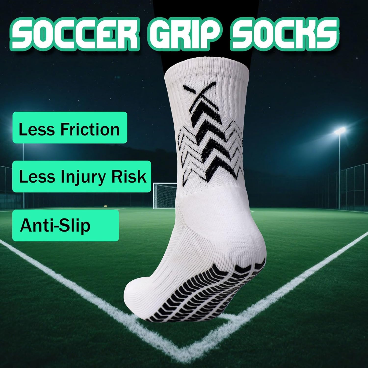 Grip Socks Soccer Men's Non Slip Soccer Socks for Kids Pilates Socks Men Women 4Pairs - Image 3