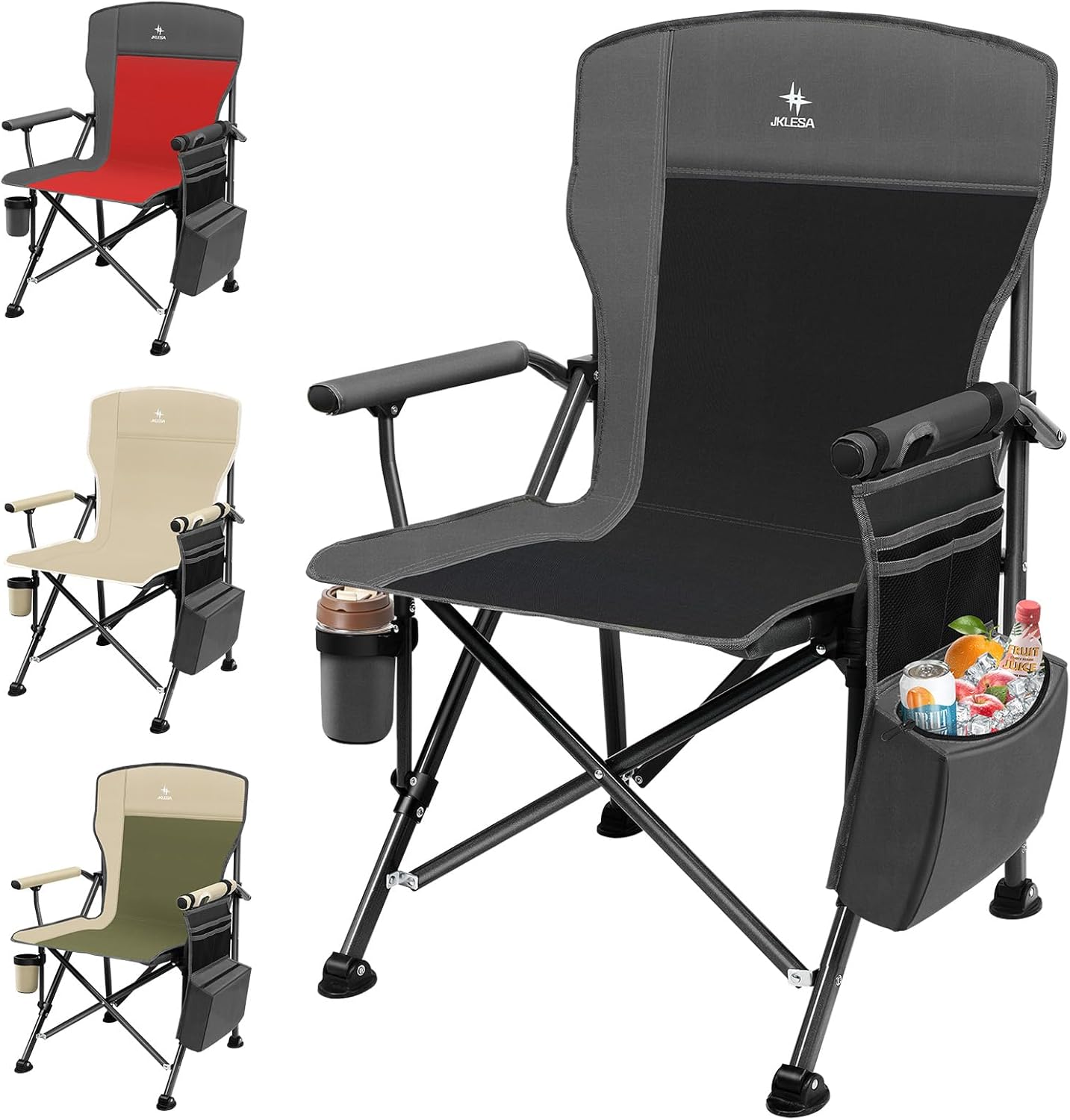 xl heavy duty camping chair 396lb capacity (525lb max) – waterproof 1680d oxford fabric, 2" padded seat & back, cup holder, cooler pocket, portable for camping, beach & tailgating (slate/black) x-large slate/black (dark gray + black)