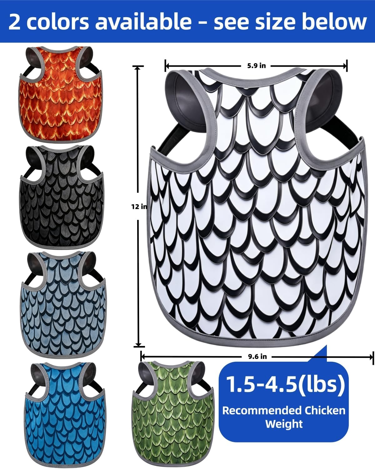6Pcs Chicken Saddle for Hens - Adjustable Chicken Aprons for Hens with Soft Back Protector, Durable Hen Saddle for Chickens to Prevent Feather Loss & Mating Injuries,