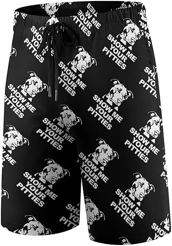 Miniatura 2 de Show Me Your Pitties Pitbull - Pantalones cortos de playa para niños, forro de malla con cordón, traje de baño con bolsillos para adolescentes