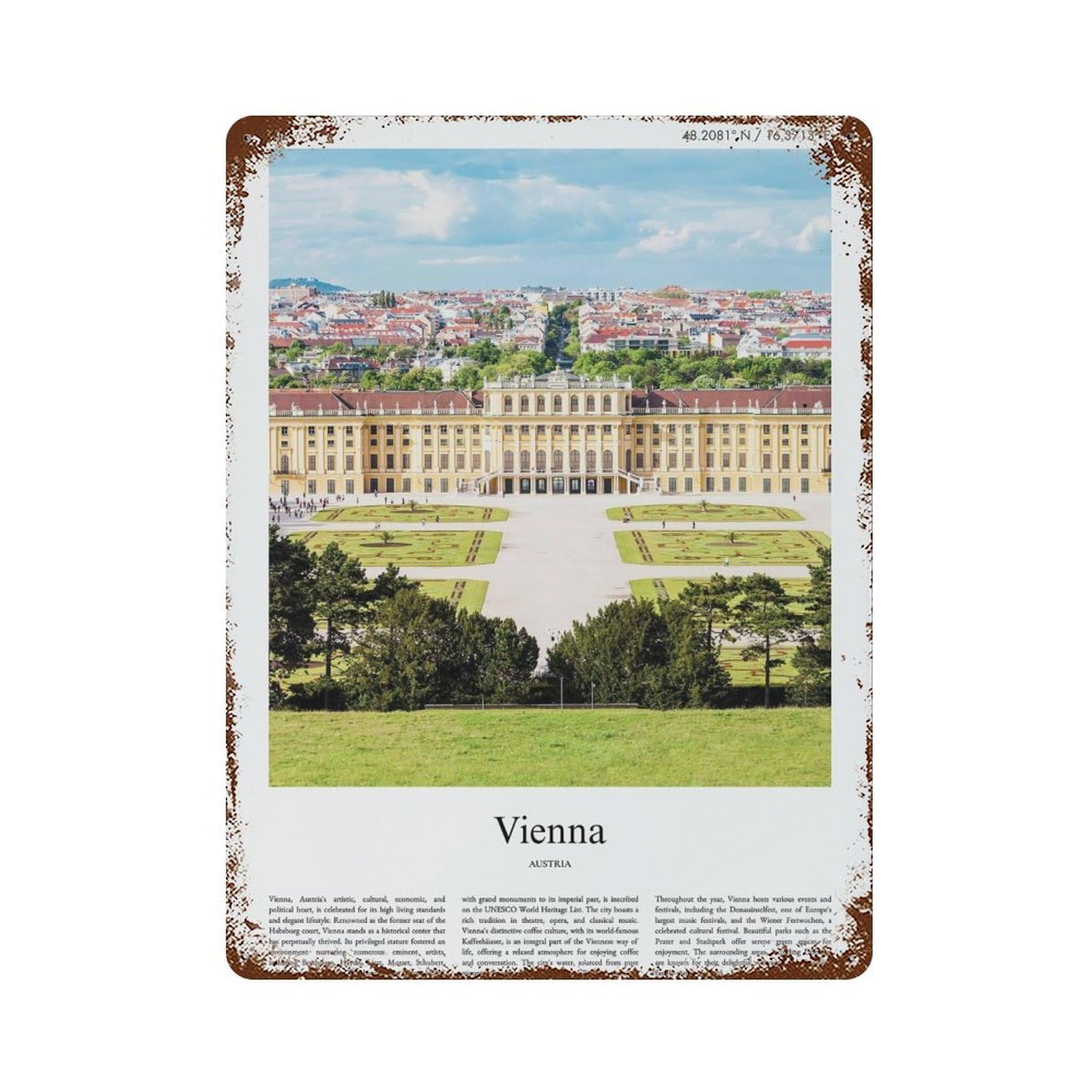 xiaoxiaoshen Vienna Austria City Scenery Wall Decor Art Metal Tin Poster Modern Home Decor Art Home Bar Shop Decorations Vintage Sign 40x30cm
