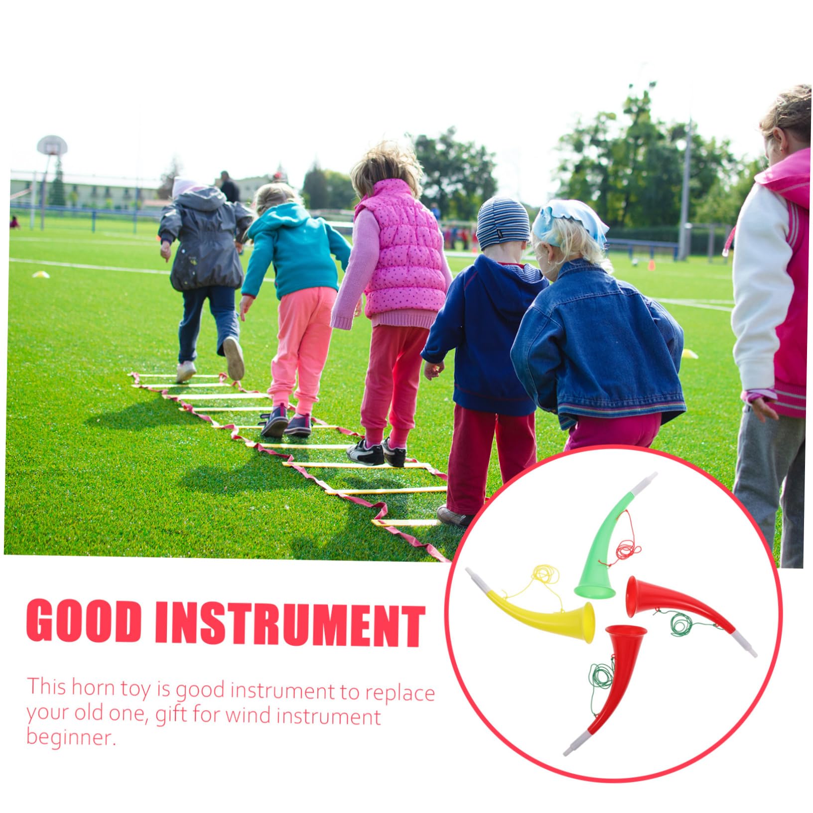 VANZACK 4pcs Trumpet Playthings Unique Ox Horn Shaped Noise Maker for Parties Cheerleading and Sporting Events and Easy to Play Horns Random Color