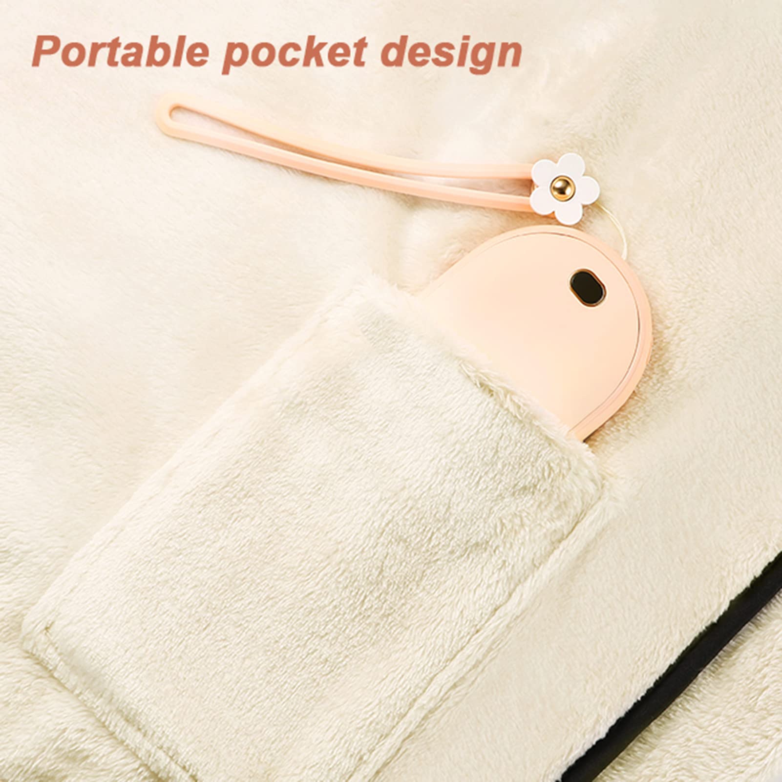 Manta calefactora eléctrica, portátil, suave, otoño invierno, manta calefactora profesional de grafeno con 3 niveles de calefacción y 4 horas de apagado automático, alimentación por USB, beige (rosa)