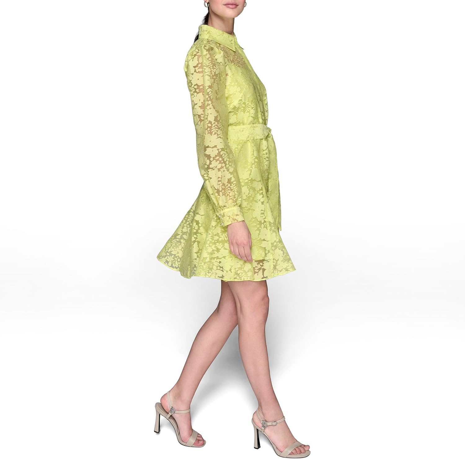 Karl Lagerfeld Womens Long Sleeve Collared Fit and Flare Shirtdress - Image 3