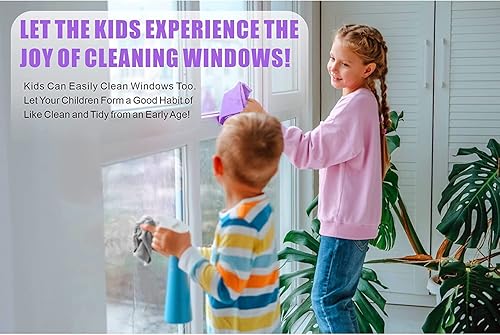 Miniatura 5 de Paño de limpieza de ventanas, paño de limpieza de vidrio, rayas sin marcas (morado 2 unidades)