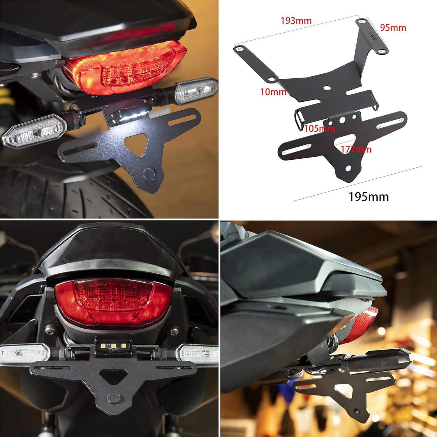 Motorcycle Tail Tidy License Plate Holder Fender Eliminator Compatible with 2019-2026 Honda CBR650R / CB650R CBR 650R / CB 650R License Plate Bracket