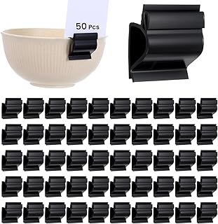 50 Pcs Black Sign Clip, Food Tray Label Holder, Plastic Buffet Food Label Clip, Reusable Sign Clips on Table for Cup Bowl Pan Buffet Deli Trays Charcuterie Board Bake Signs