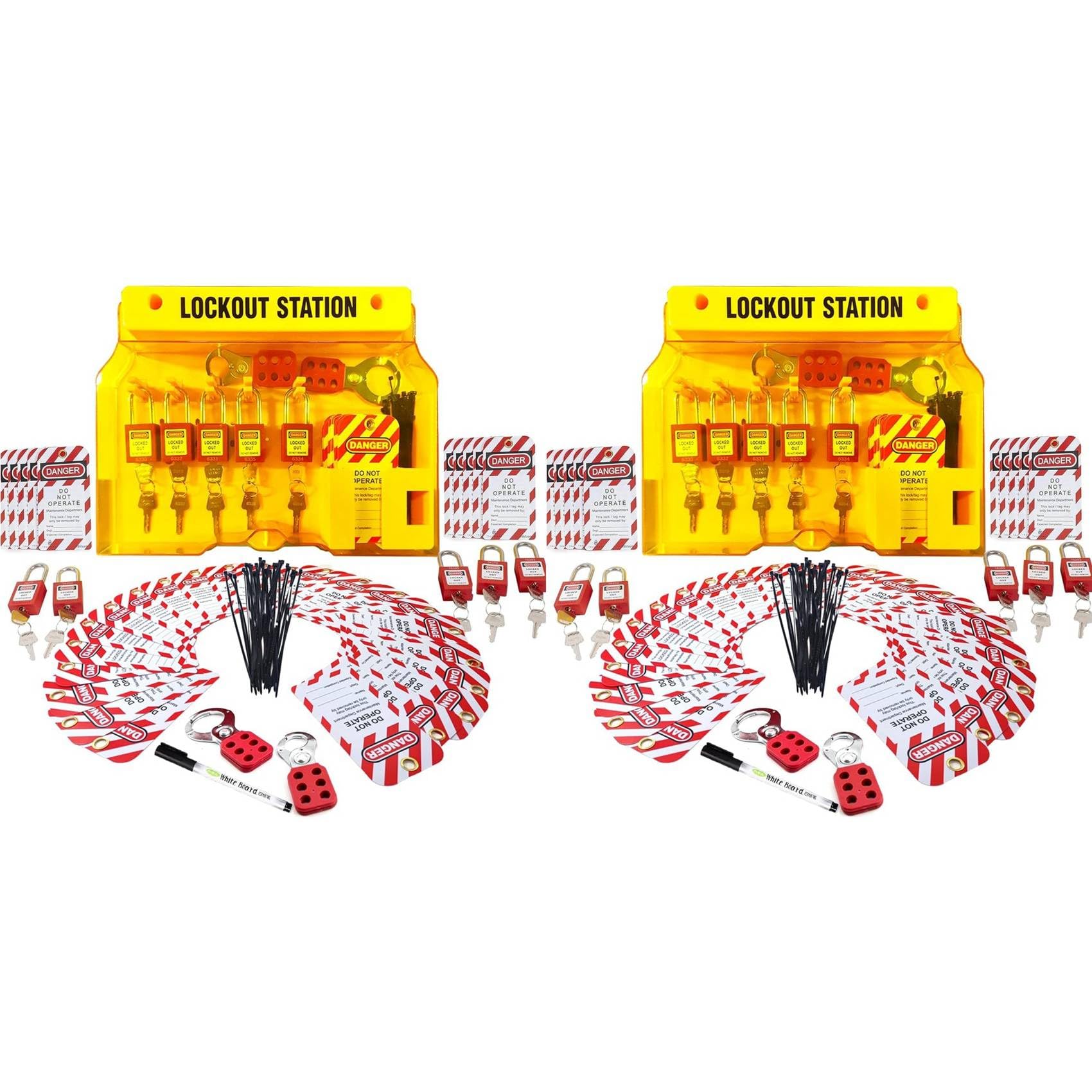 Jnchdghwa As Shown Lockout Tagout Station For Safe Electrical Lockouts,4Hasps,50Loto Tags,Lock Out Tag Out Kit Board,Lockout Safety Supply