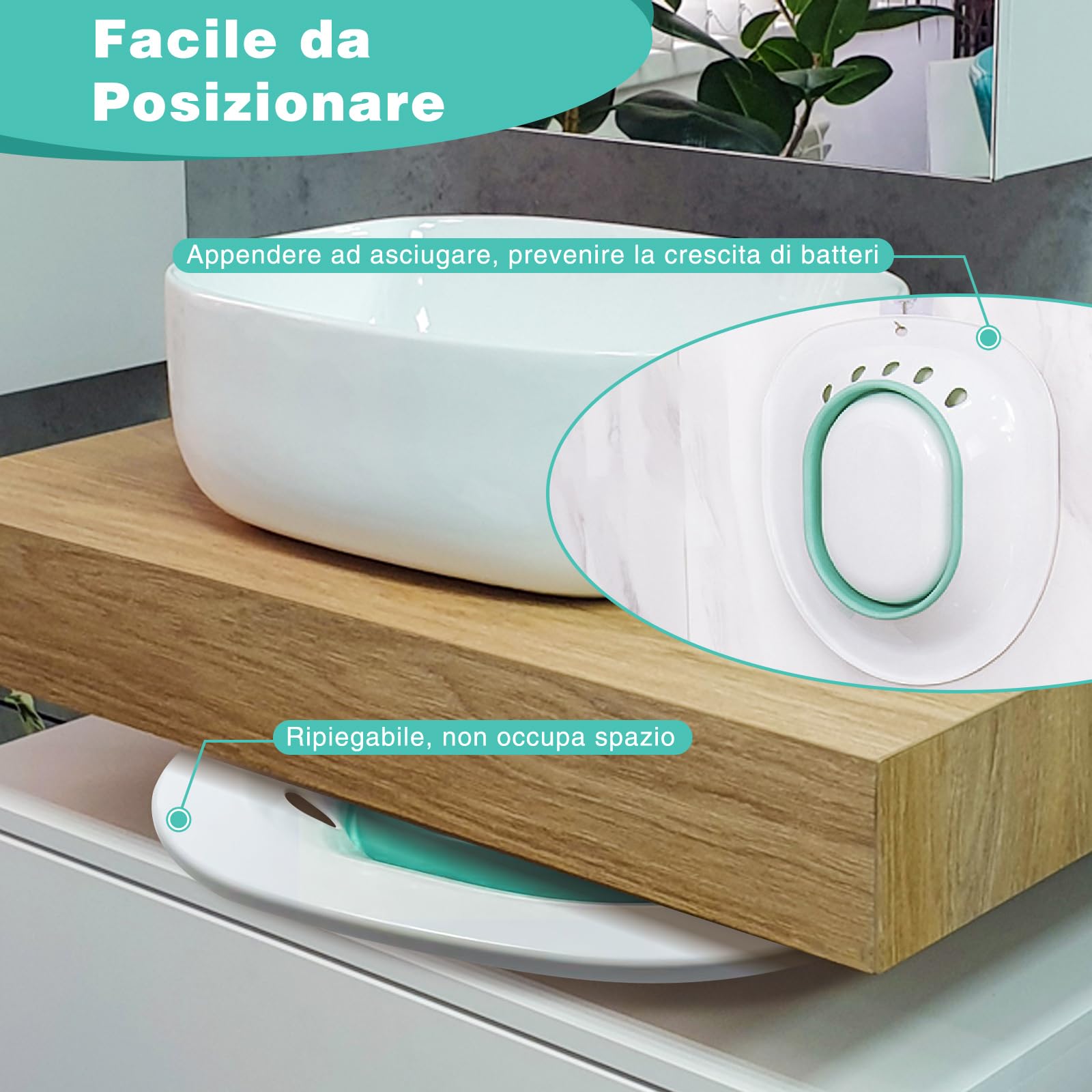 DEANIC Bidet Portatile per WC per Chi Soffre di Emorroidi, Vasca da Bagno Pieghevole per WC, Sedile per Vasca da Bagno Donne Incinte, Anziani (Verde)