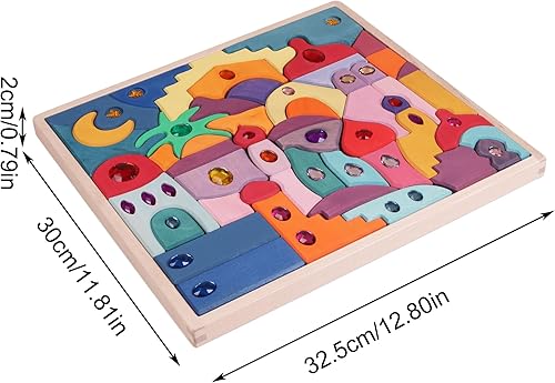 Miniatura 8 de 12 bloques de ventanas de cuentos de hadas, cubos translúcidos apilables, juguetes creativos de madera natural, juguetes educativos para niños (12
