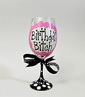 Vista 1 de Birthday Bitch Hand Painted Wine Glass