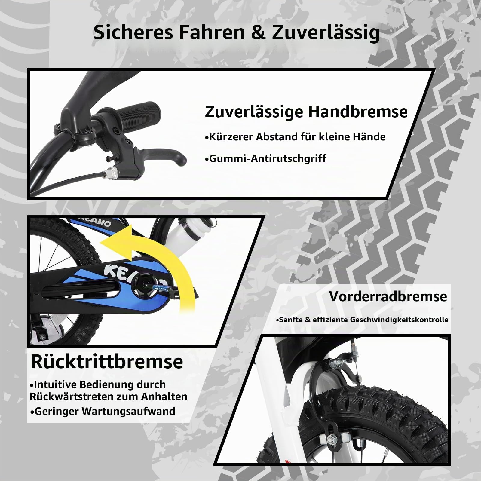 KEANO Motocross-Style 12 ZollKinderfahrrad für Jungen und Mädchen im Alter von 2 bis 4 Jahren, 12 Zoll Fahrrad mit Stützrädern und Nummernschild, blau