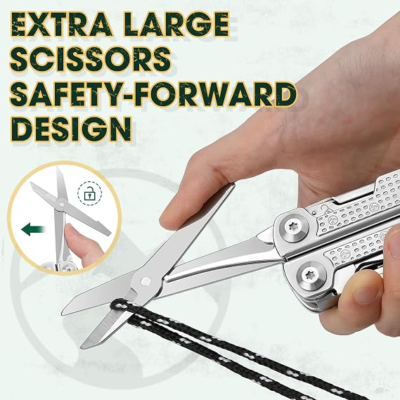 Multper Multitool Pliers with Damascus Knife & Large Scissors,Screwdriver