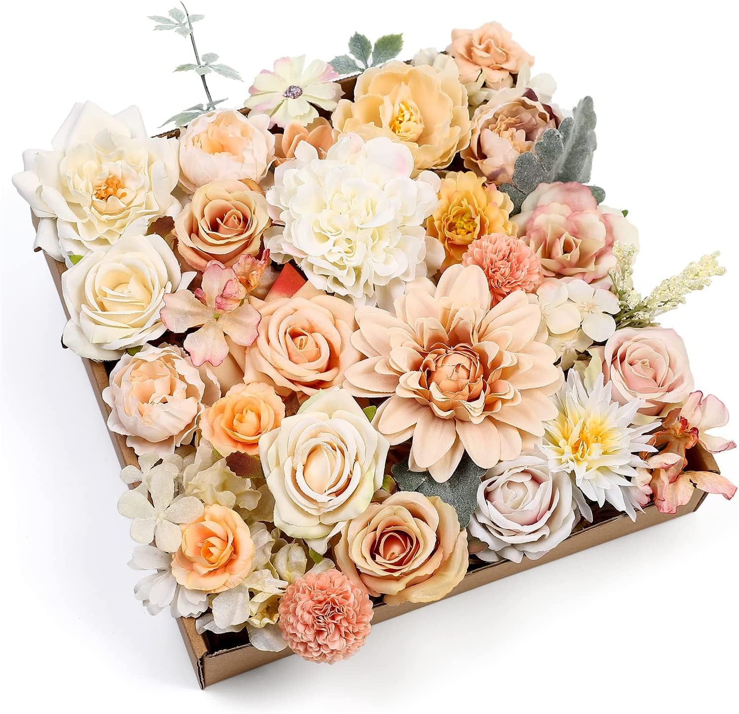 OFRANK Multi Use Artificial Flowers Combo for DIY Centerpieces Arrangements Wedding Bridal Bouquet Table Chair Decor Candle Holder Baby Shower Cake Decor Flower Strips Home Decor (Champagne Powder)