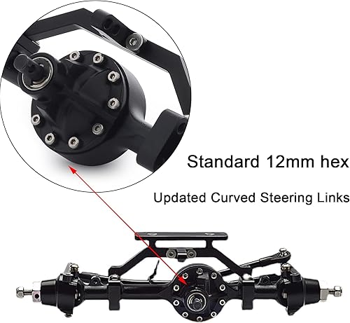 Miniatura 17 de AMK Aleación de aluminio CNC eje trasero completo para 1/10 RC Crawler RC4WD Ge-Lande II TF2 D110 Yo-ta II Ejes (negro) Eje trasero,Eje