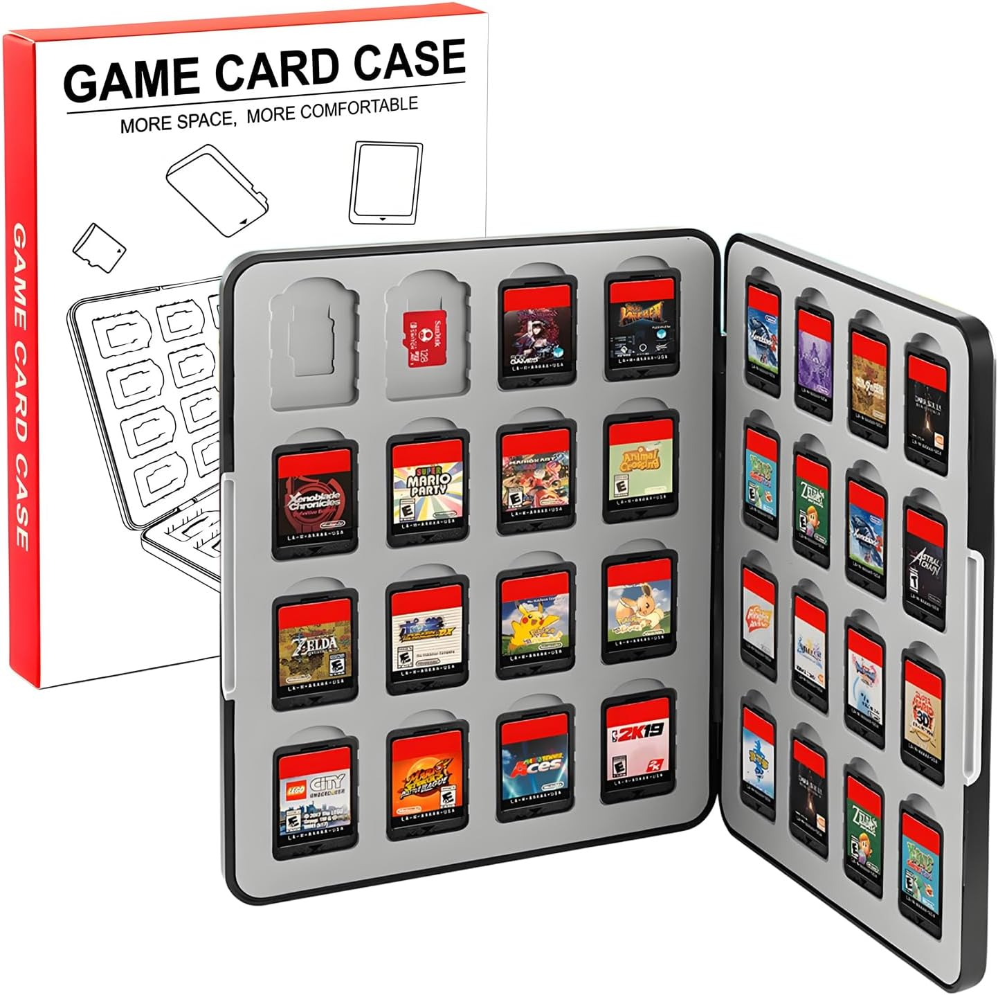 Checkzed Nintendo Switch Game Case with 32 Game Slots and 32 Micro SD ...