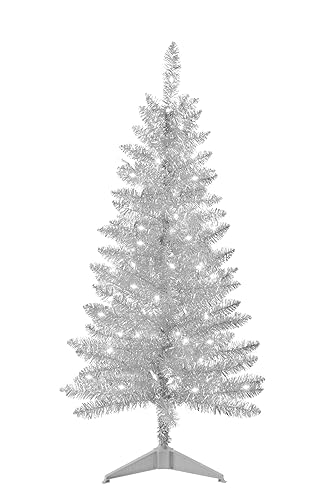 4ft Artificial Full Silver Christmas Tree with Separate Lights, Not