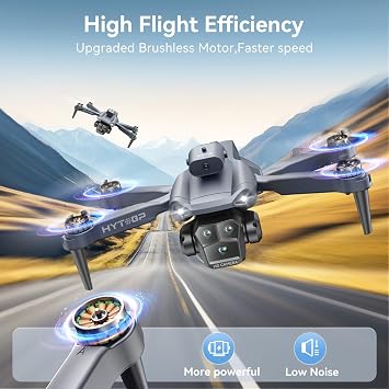 Drone with Camera 1080P HD, Brushless Motor Drones with Camera for Adults, WiFi Live Video, Waypoint Flight, One Key Return, Foldable RC Quadcopter, Optical Flow Positioning(Age 14+)(Black)