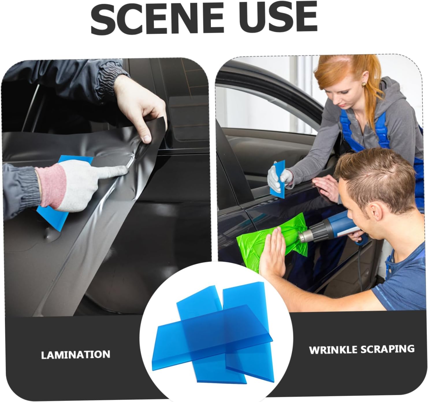 Car Window Squeegee Tool 3pcs PP Blue Film Application