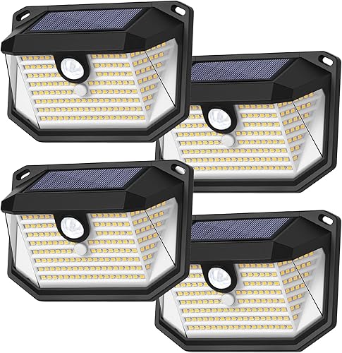 Miniatura 14 de Luces solares para exteriores, paquete de 8 luces de pared con sensor de movimiento de 178 LEDs súper brillantes con un ángulo amplio de 270° y 3