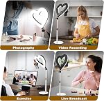 Heart Shaped Desk Ring Light, 10" RGB LED Video Light for Streaming YouTube TikTok Makeup Video Calls, with Phone Holder & 26" Adjustable Stand