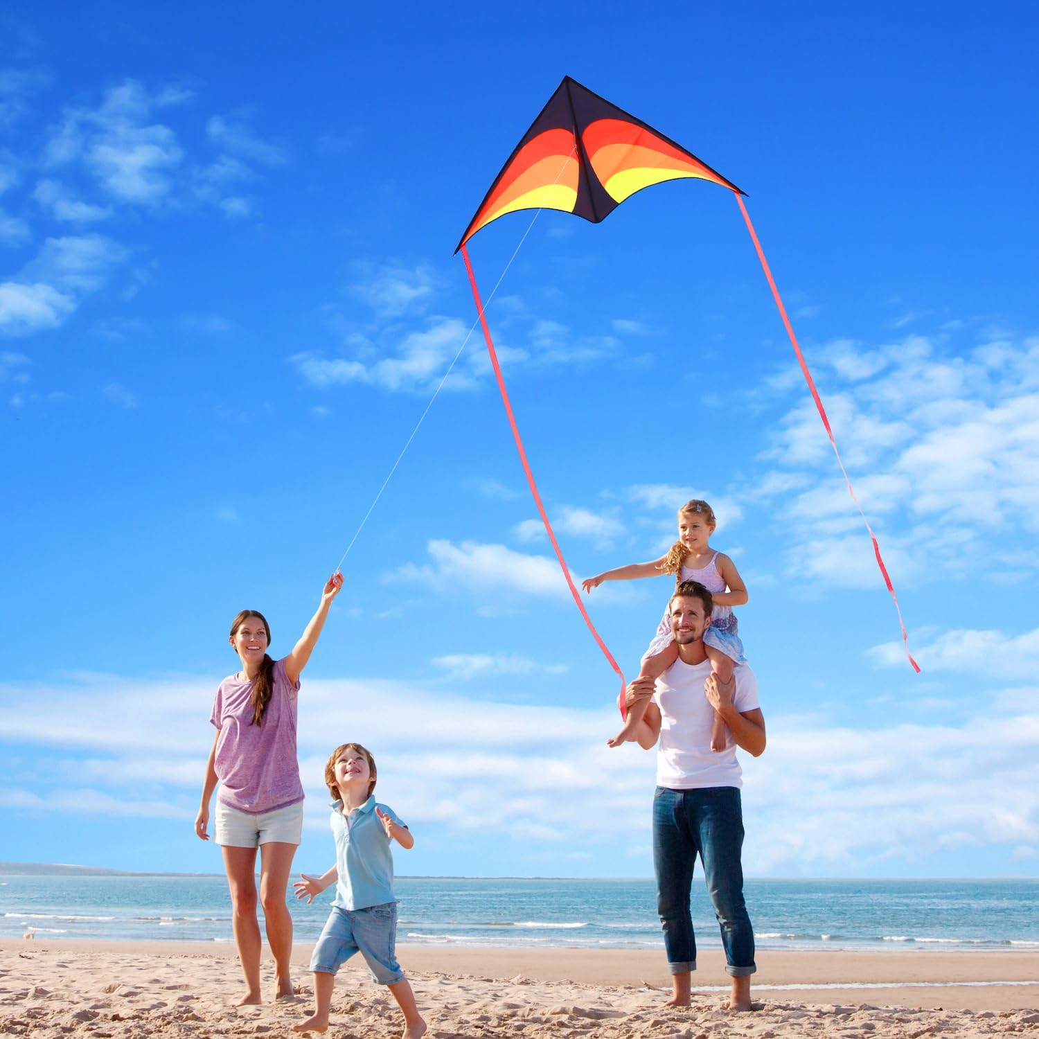 Large Delta Kite for Kids & Adults, Easy to Fly Kite with Line | Outdoor Activity Single Line Kites for Kids Ages 4-8 – for Beach, Park, Weekend Trips, Birthday Parties and Festival