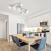 Vista 6 de Kit de iluminación LED de pista Unicozin, iluminación de techo de 8 direcciones con acabado de níquel mate, cabezal de luz flexible giratorio, luz