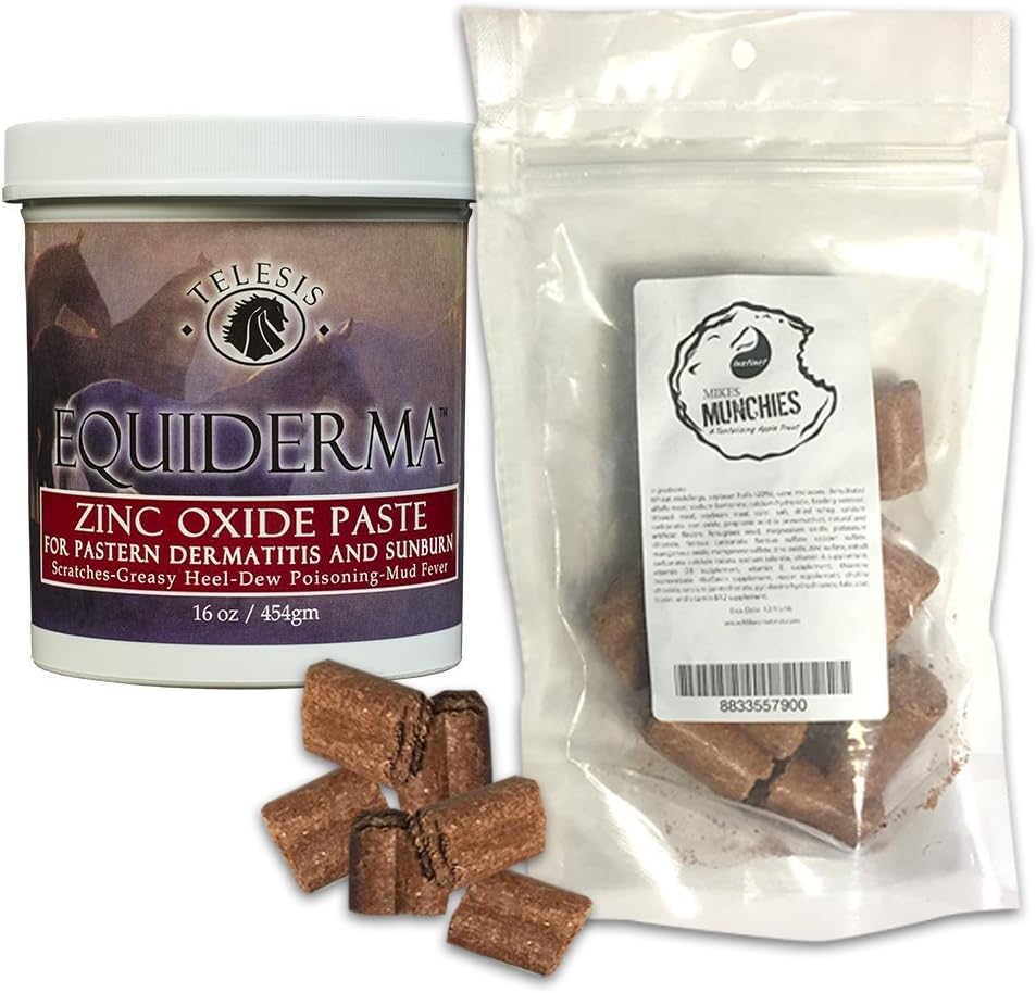 Equiderma Zinc Oxide Paste For Horses & Mikes Instinct Delicious Addicting Apple Horse Treat [Bundle] - First Aid Treatment Of Pastern…