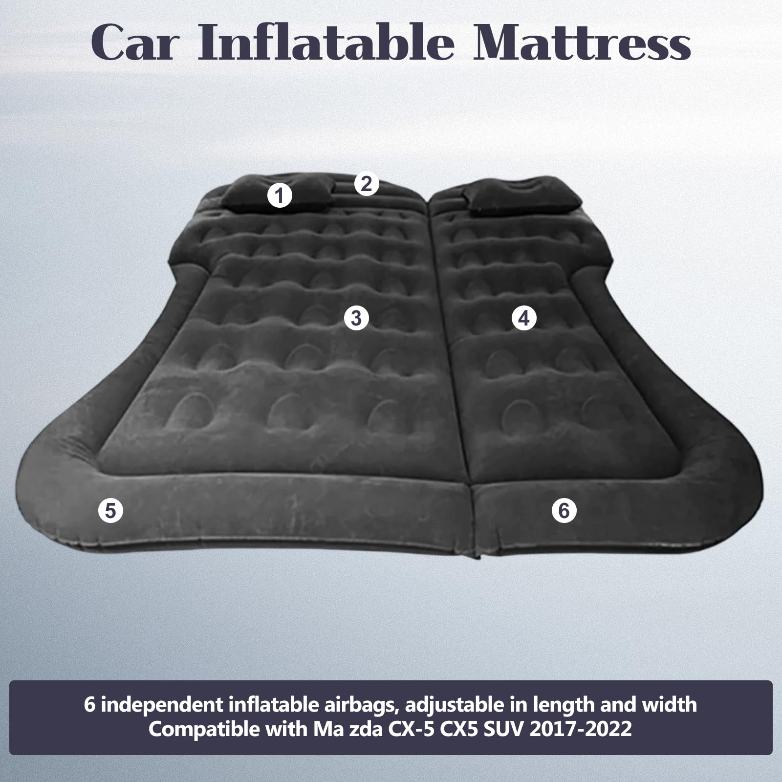 SUV Luftmatratze mit Luftpumpe, 2 Kissen 175x130cm Auto Matratze | Aufblasbare Tragbare Doppelseitige Dickere Luftbett für Kofferraum Rückbank Camping Outdoor Reisen