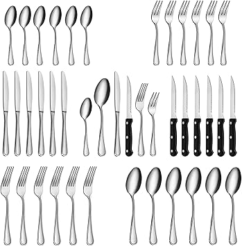 Set Posate 72 Pezzi Acciaio Inox - Per 12 Persone Con Coltello Bistecca - Foto 9