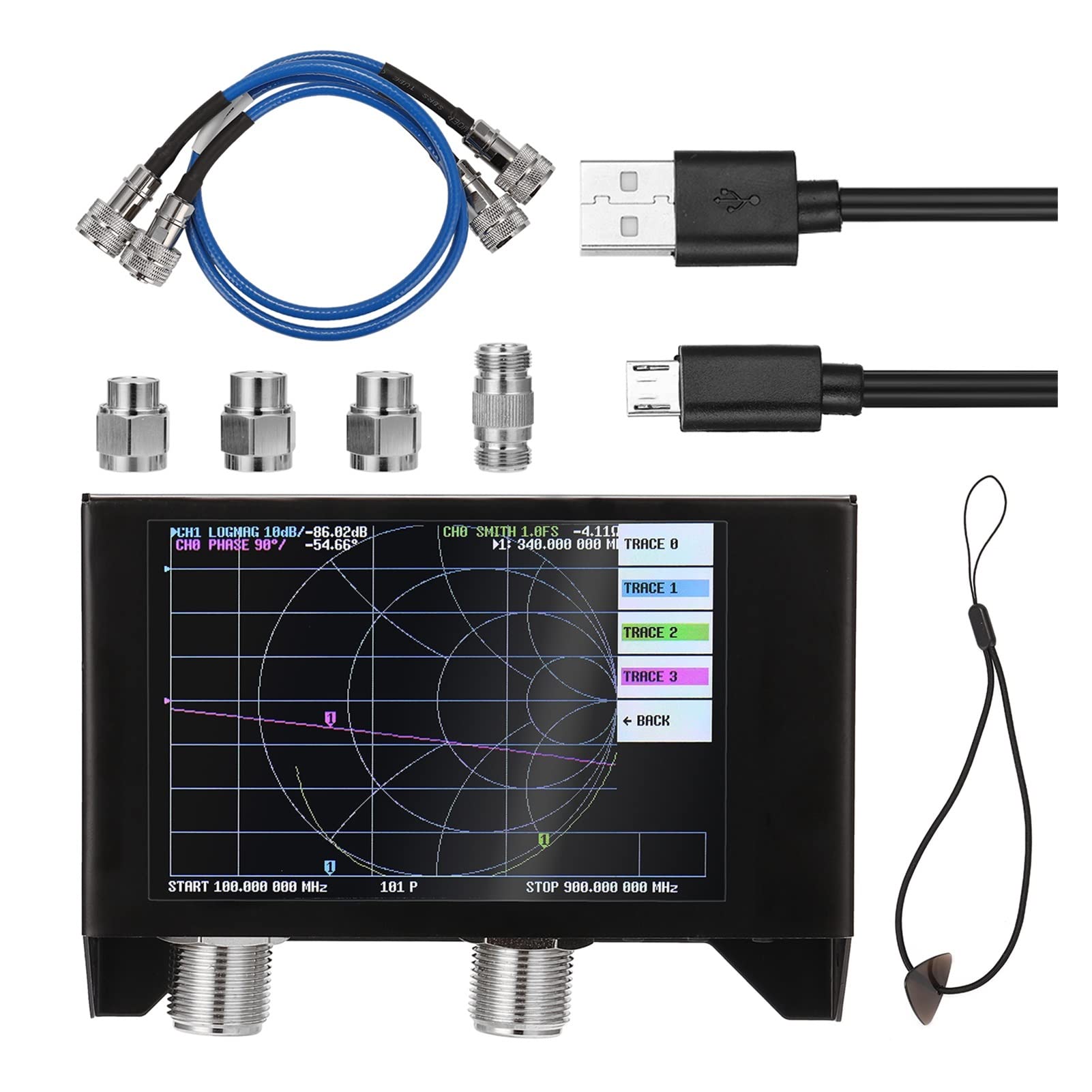 Spektrumanalysator, 4,0/4,3 -Zoll -Bildschirm 3G Vector Network Analyzer SAA-2N VNA V2 Antennenanalysator Shortwave HF VHF UHF Tester(4.3 Inch 5000mAh)