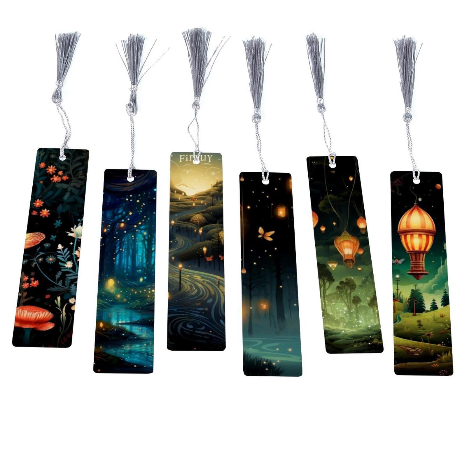 6PCS Bookmarks with Tassel Firefly Page Marker for Teacher Student Kids